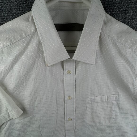 Givenchy Men White Short Sleeve Button Up Shirt Geometric Cotton Blend Pocket - Picture 1 of 16
